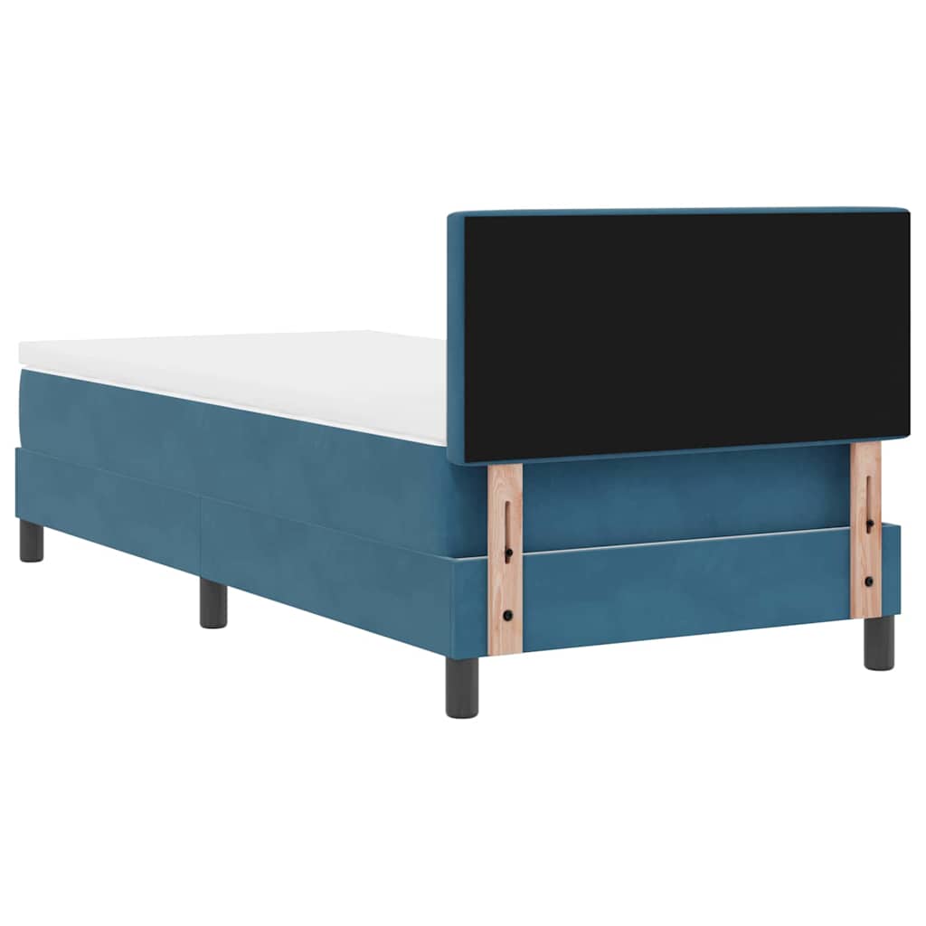 Letto a molle con materasso Blu Scuro 90 x 200 cm Velluto