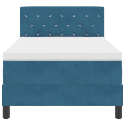 Letto a molle con materasso Blu Scuro 90 x 200 cm Velluto