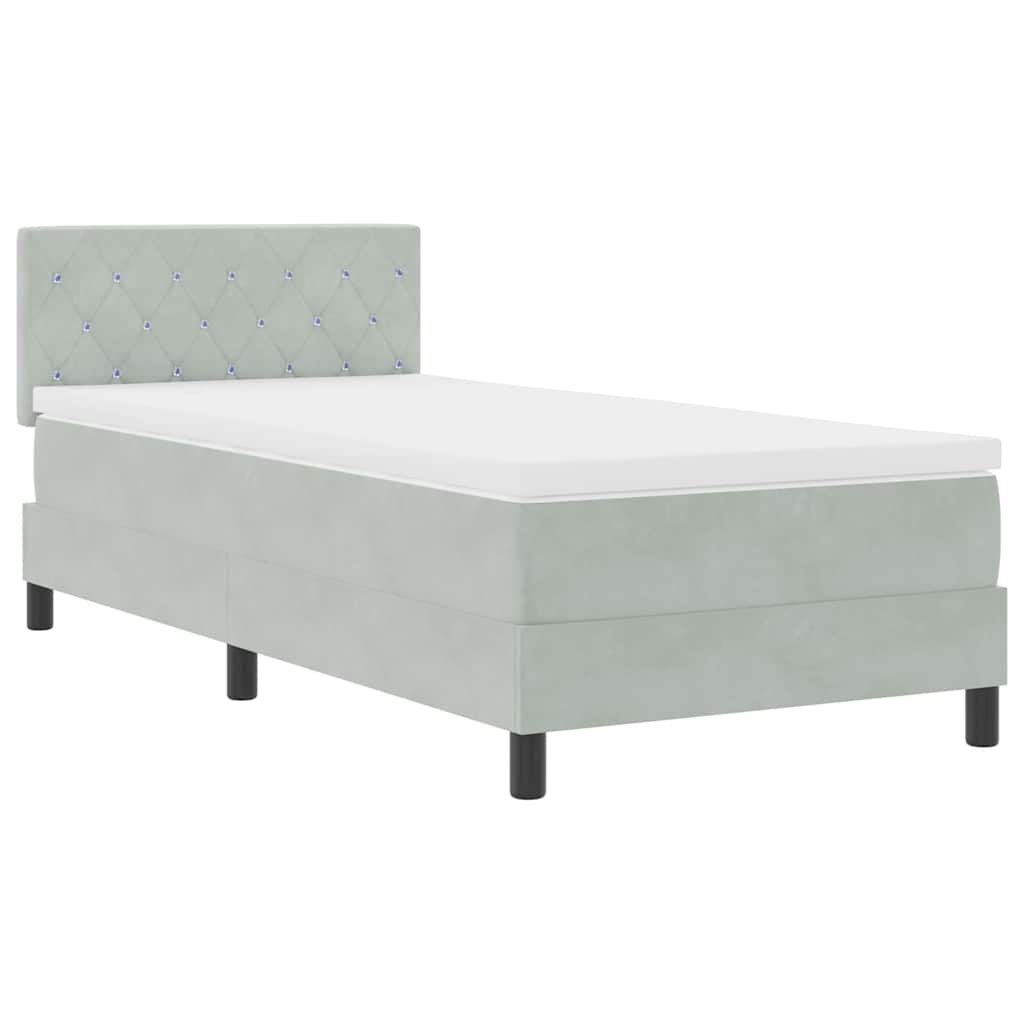 Letto a molle con materasso Grigio chiaro 100 x 200 cm Velluto | homemem39