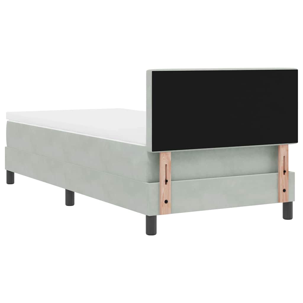 Letto a molle con materasso Grigio chiaro 100 x 200 cm Velluto | homemem39