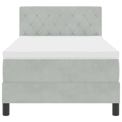 Letto a molle con materasso Grigio chiaro 100 x 200 cm Velluto | homemem39
