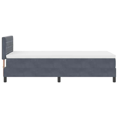 Letto a molle con materasso Grigio scuro 100 x 200 cm Velluto