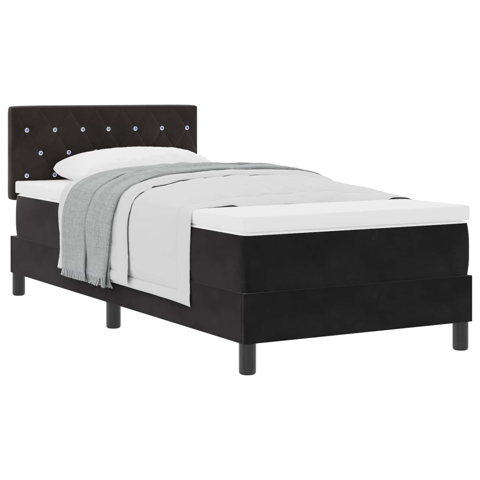 Letto a molle con materasso Nero 100 x 200 cm Velluto | homemem39