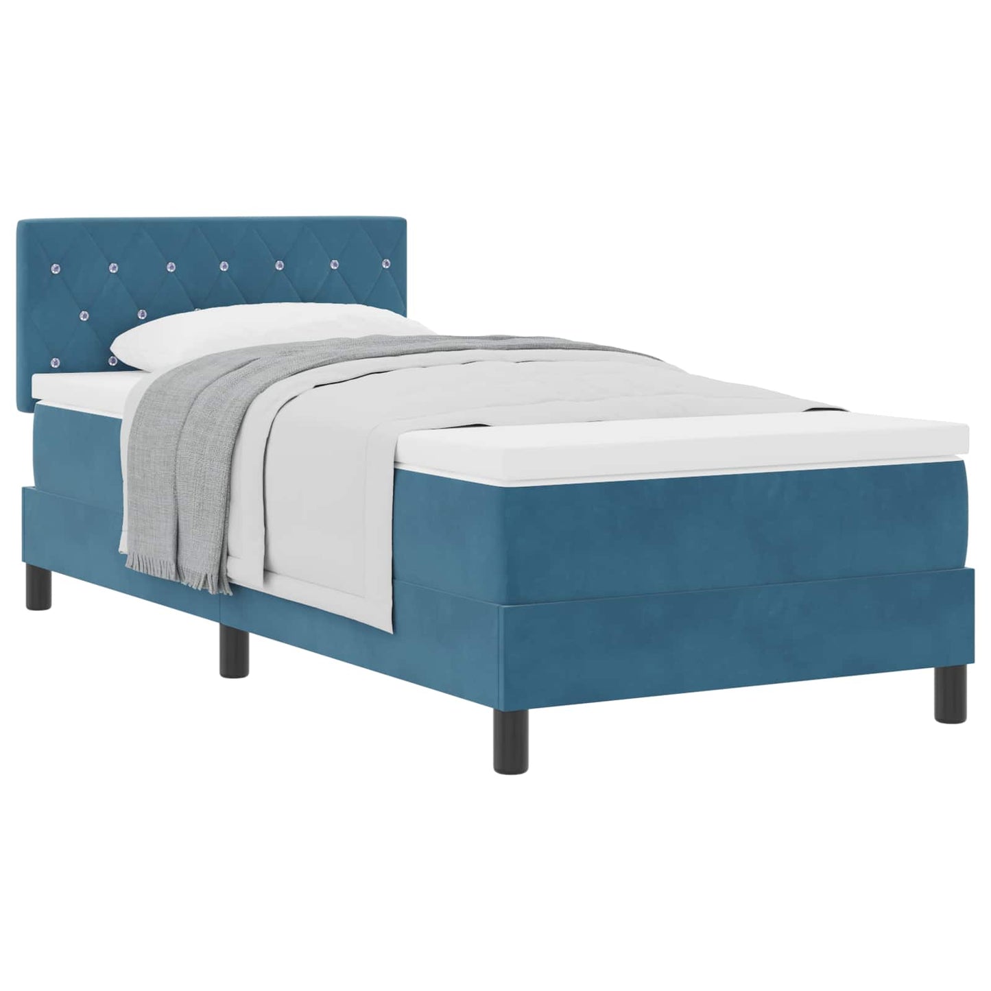 Letto a molle con materasso Blu Scuro 100 x 200 cm Velluto | homemem39