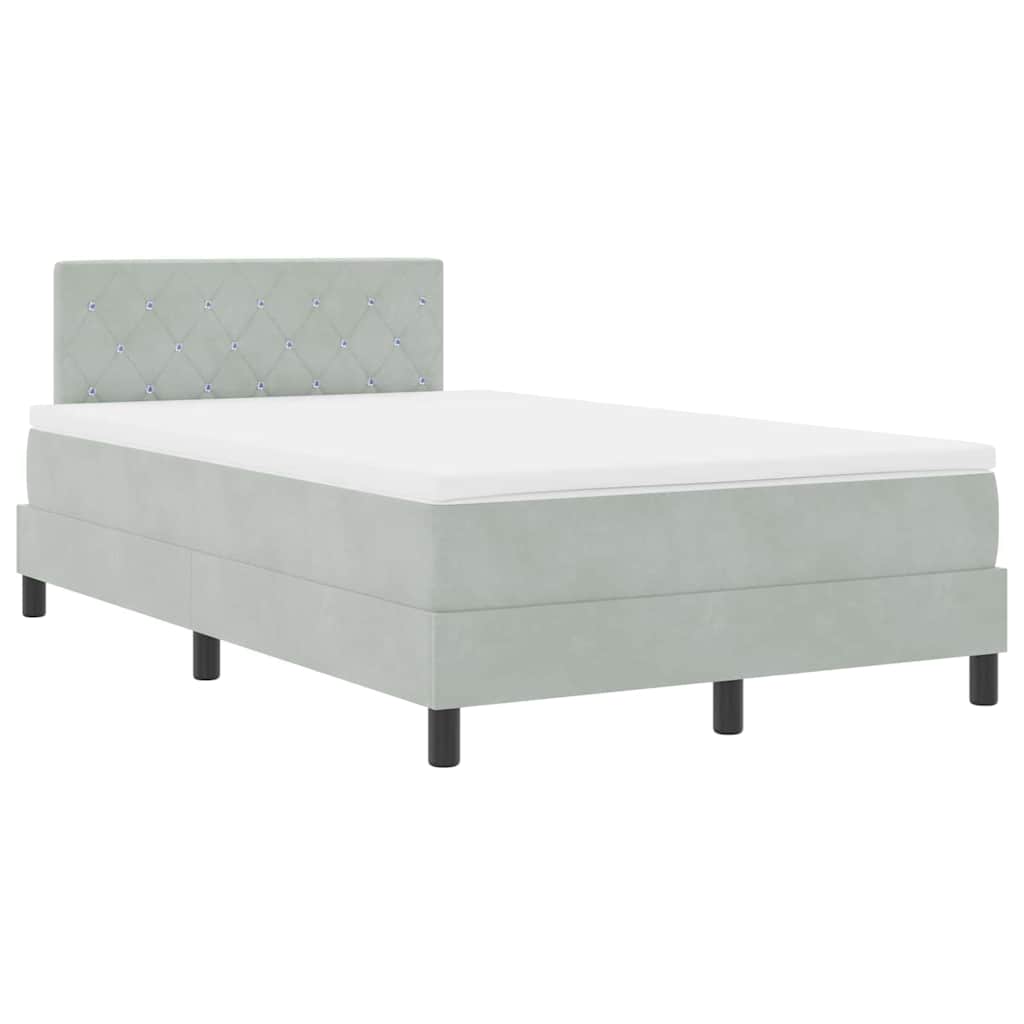 Letto a molle con materasso Grigio chiaro 120 x 190 cm Velluto | homemem39