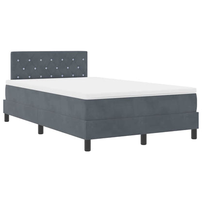 Letto a molle con materasso Grigio scuro 120 x 190 cm Velluto