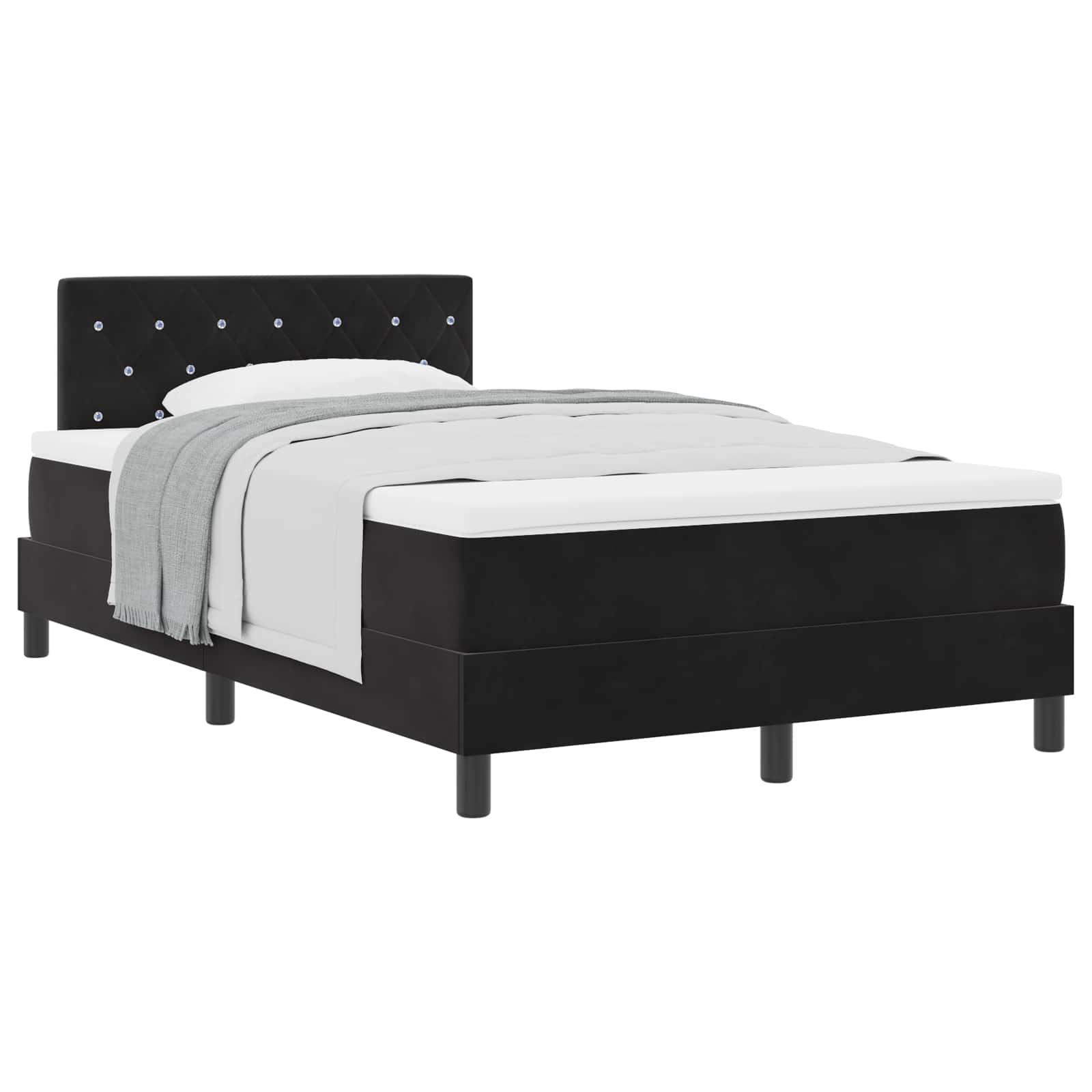 Letto a molle con materasso Nero 120 x 190 cm Velluto | homemem39