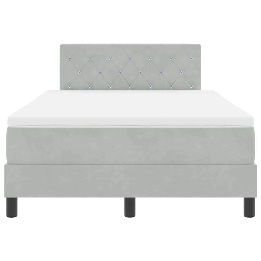 Letto a molle con materasso Grigio chiaro 120 x 200 cm Velluto | homemem39