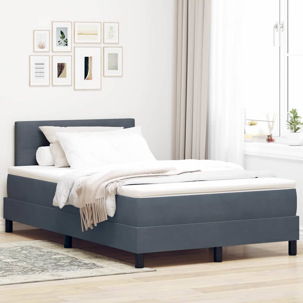 Letto a molle con materasso Grigio scuro 120 x 200 cm Velluto