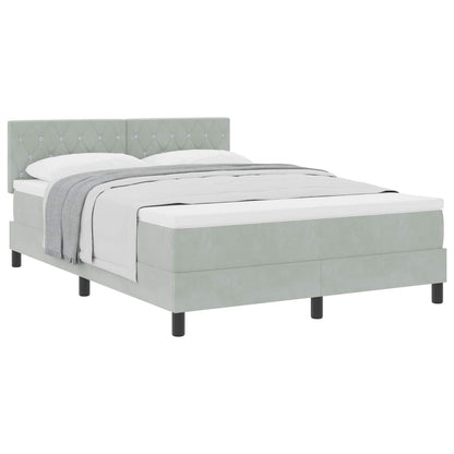 Letto a molle con materasso Grigio chiaro 140 x 190 cm Velluto