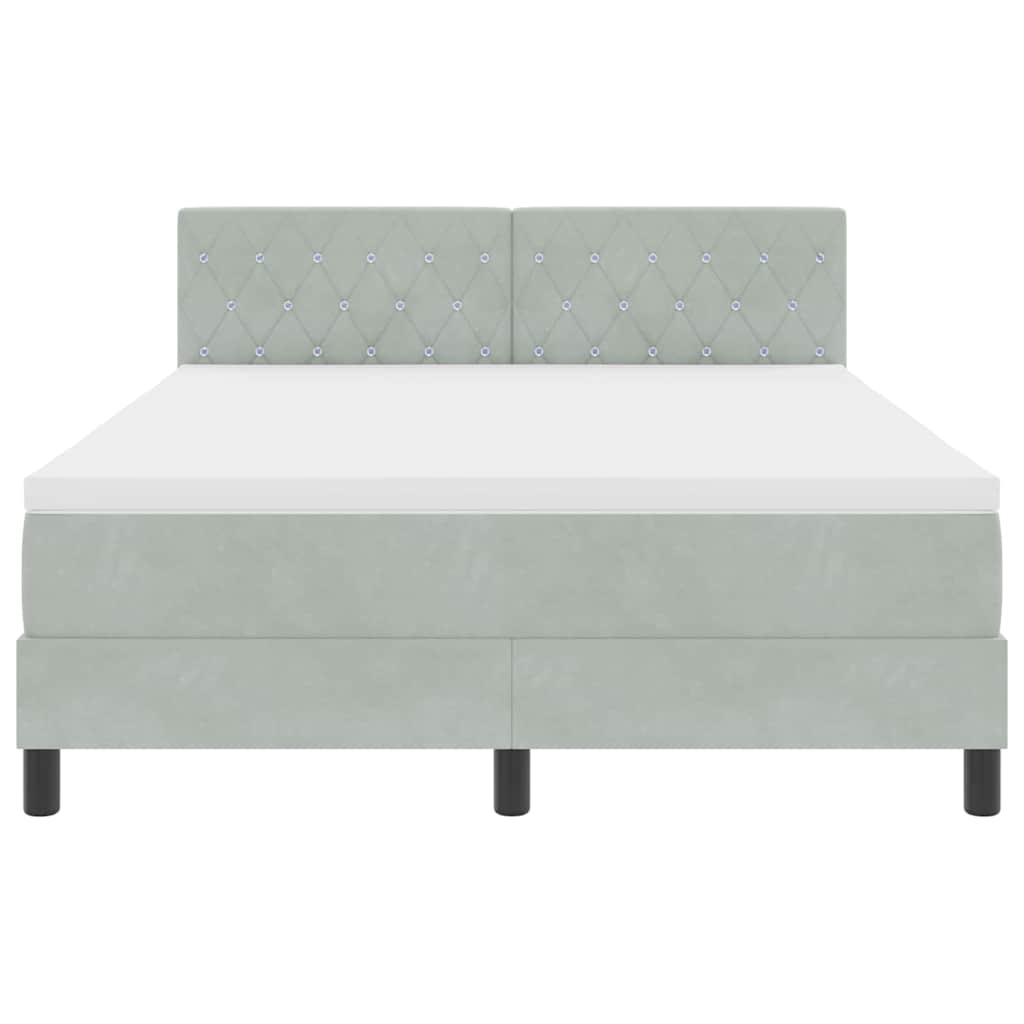 Letto a molle con materasso Grigio chiaro 140 x 190 cm Velluto