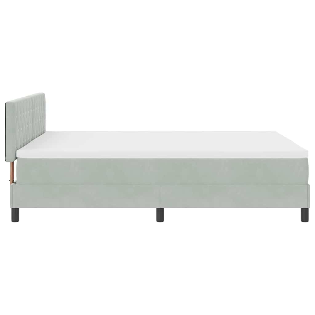 Letto a molle con materasso Grigio chiaro 140 x 190 cm Velluto
