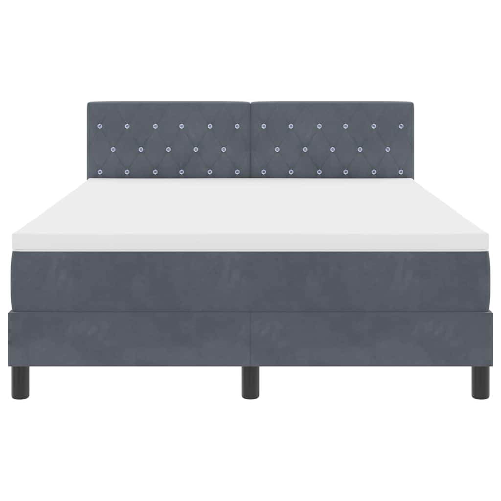 Letto a molle con materasso Grigio scuro 140 x 190 cm Velluto | homemem39