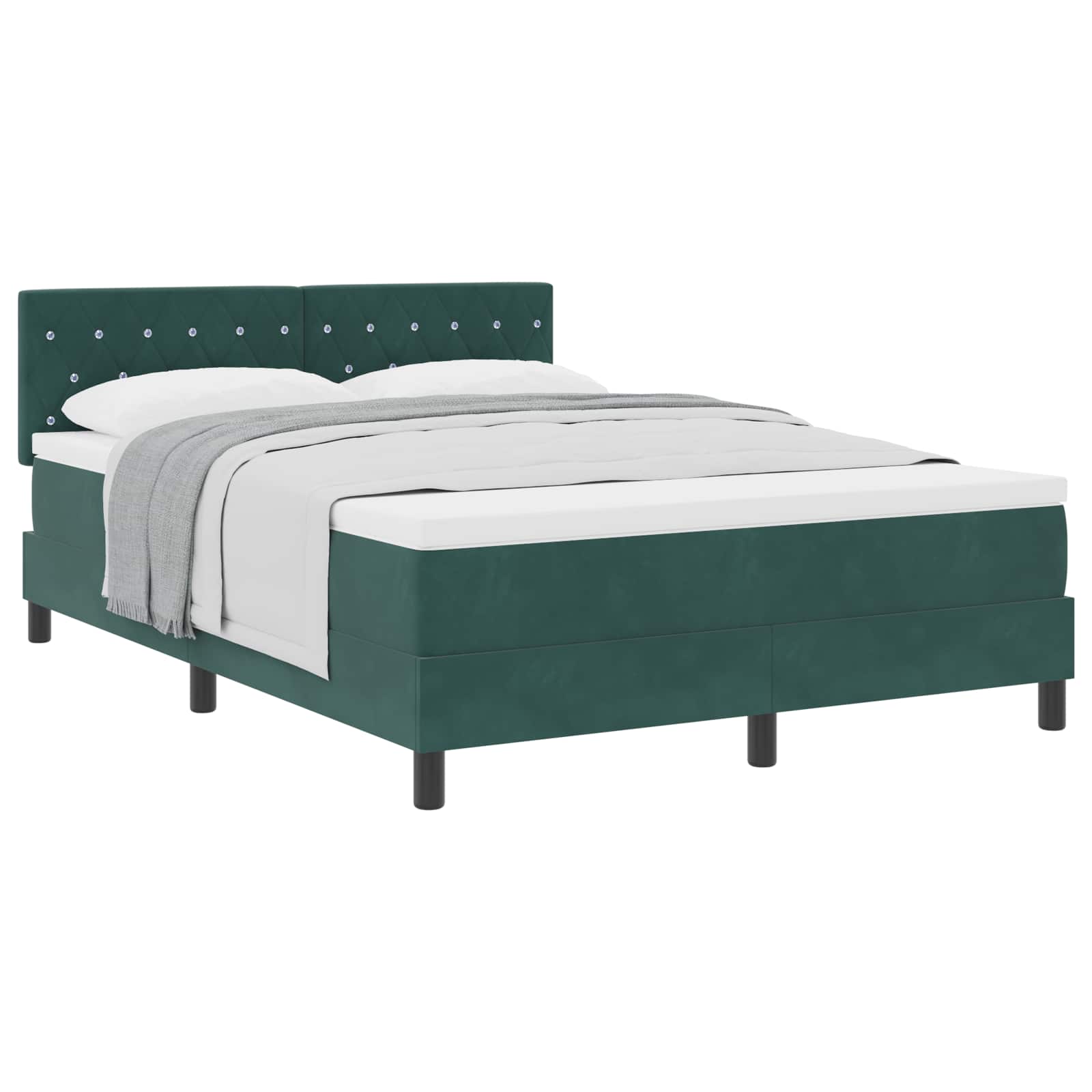 Letto a molle con materasso Verde Scuro 140 x 190 cm Velluto | homemem39