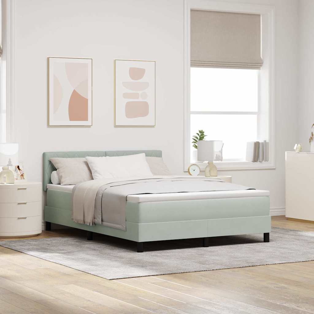 Letto a molle con materasso Grigio chiaro 140 x 200 cm Velluto | homemem39