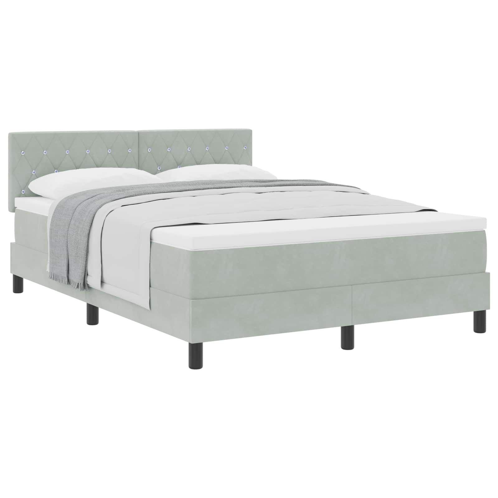 Letto a molle con materasso Grigio chiaro 140 x 200 cm Velluto | homemem39