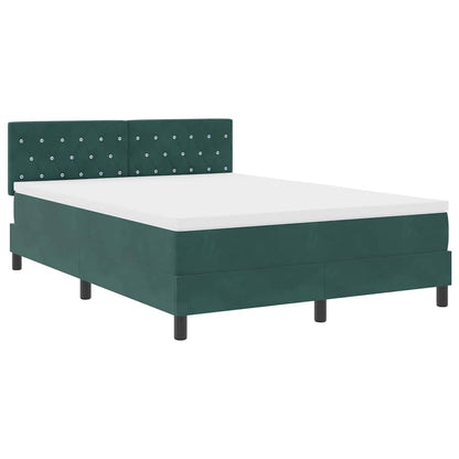 Letto a molle con materasso Verde Scuro 140 x 200 cm Velluto