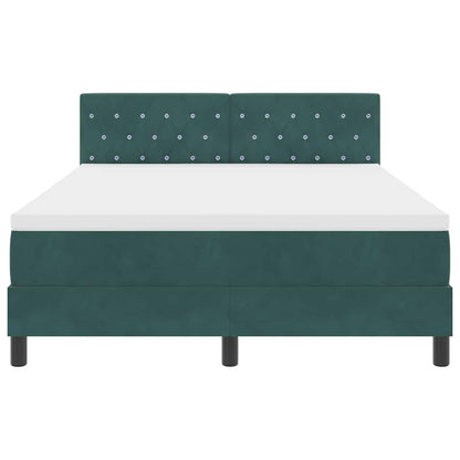 Letto a molle con materasso Verde Scuro 140 x 200 cm Velluto