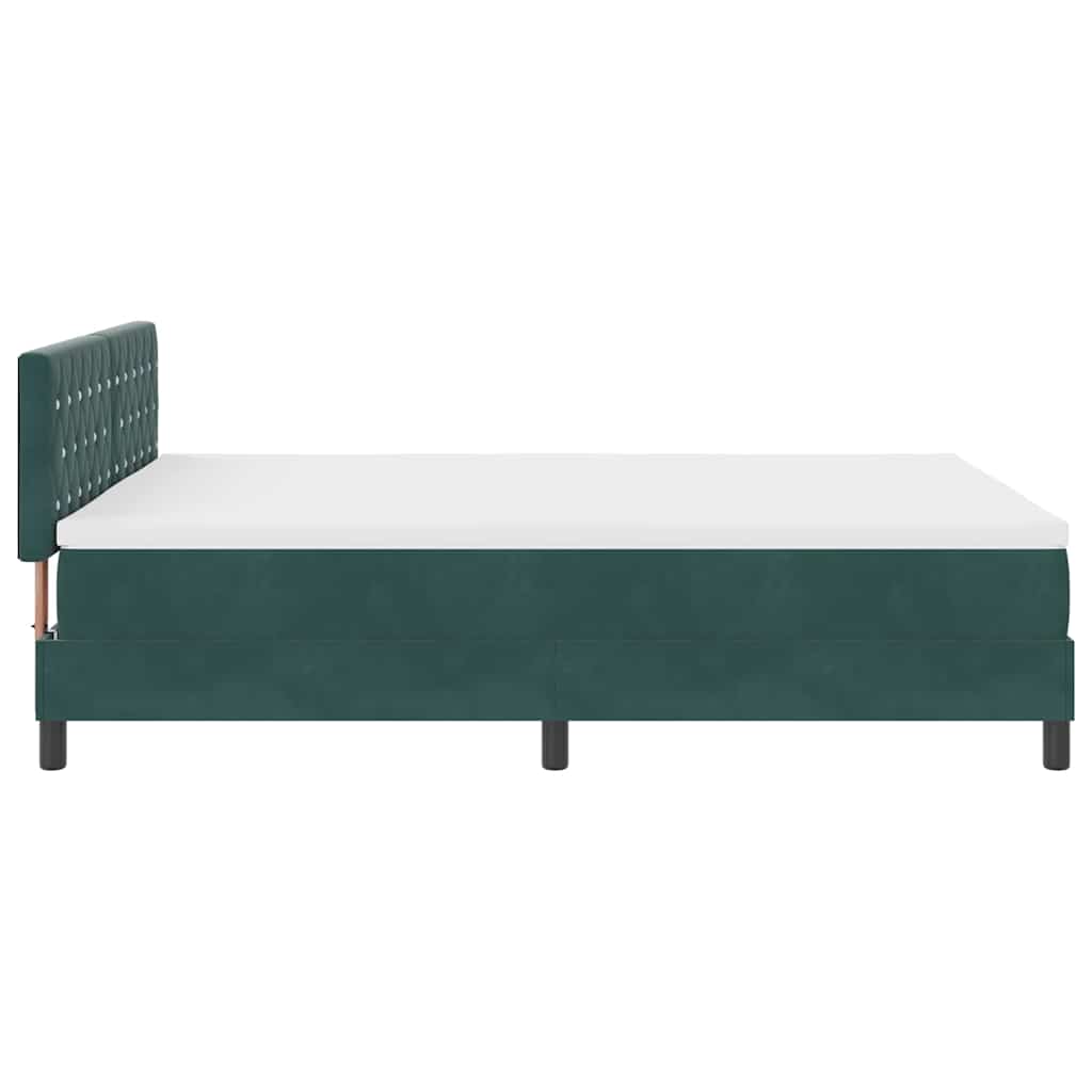 Letto a molle con materasso Verde Scuro 140 x 200 cm Velluto
