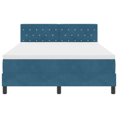 Letto a molle con materasso Blu Scuro 140 x 200 cm Velluto | homemem39