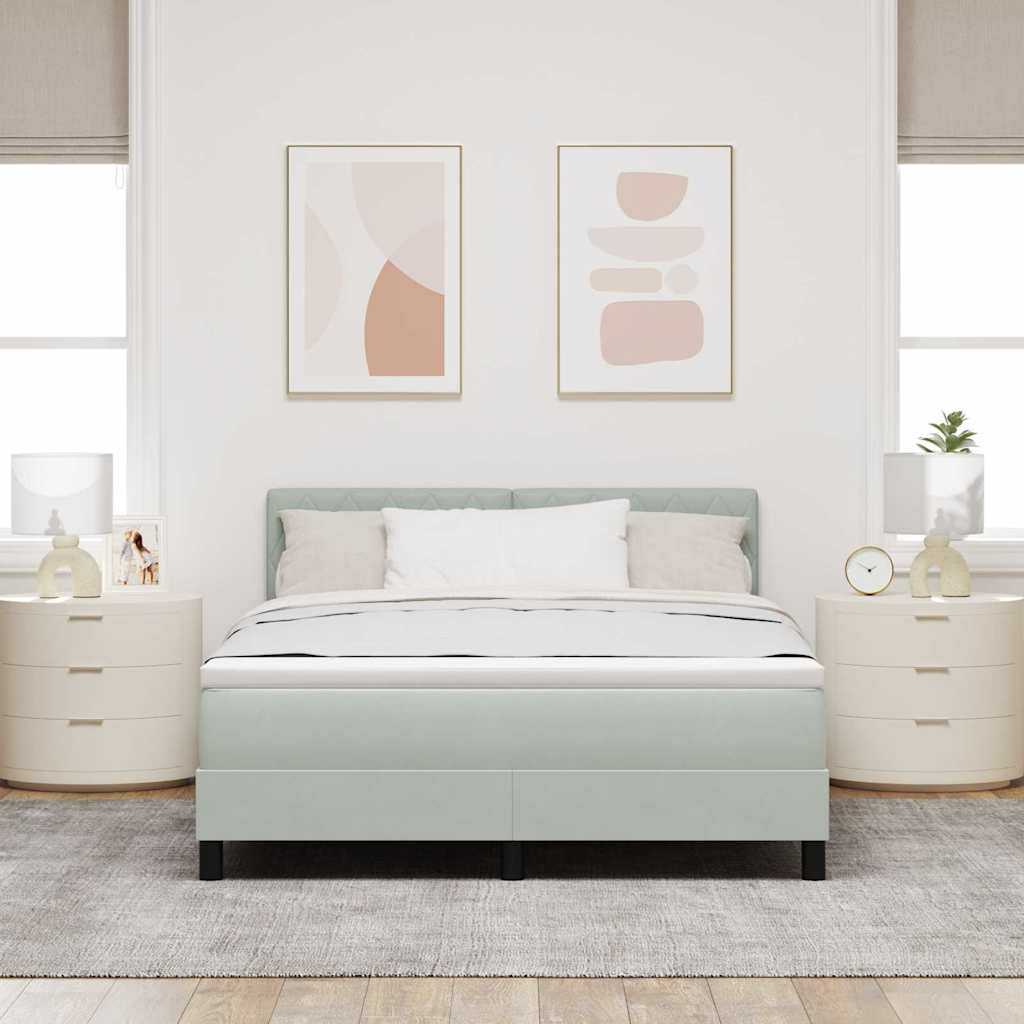 Letto a molle con materasso Grigio chiaro 160 x 200 cm Velluto | homemem39