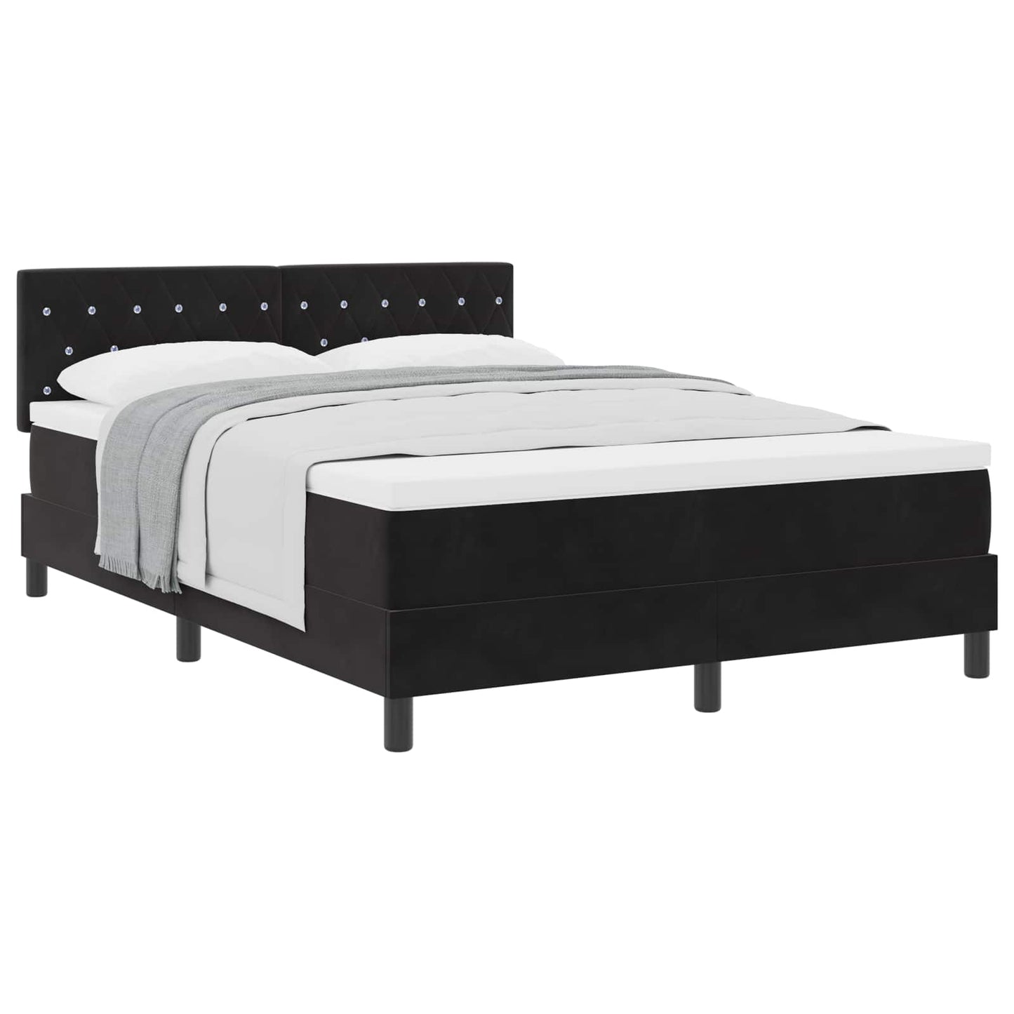 Letto a molle con materasso Nero 160 x 200 cm Velluto | homemem39