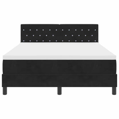 Letto a molle con materasso Nero 160 x 200 cm Velluto | homemem39