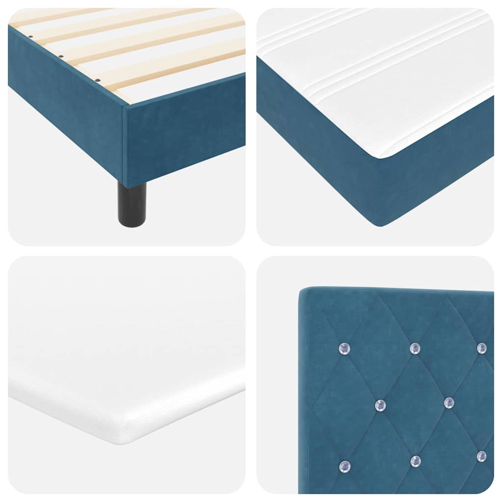 Letto a molle con materasso Blu Scuro 160 x 200 cm Velluto | homemem39