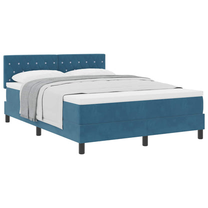 Letto a molle con materasso Blu Scuro 160 x 200 cm Velluto