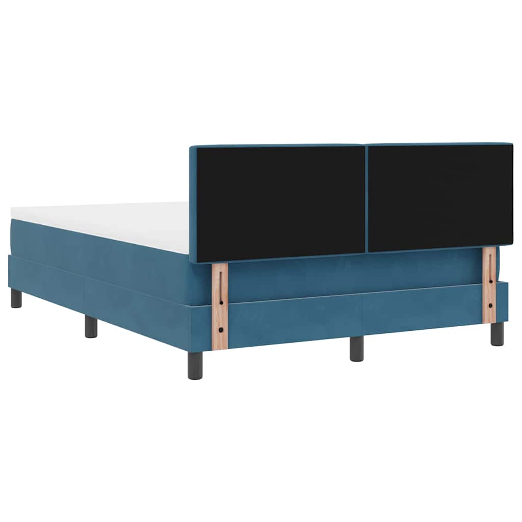 Letto a molle con materasso Blu Scuro 160 x 200 cm Velluto