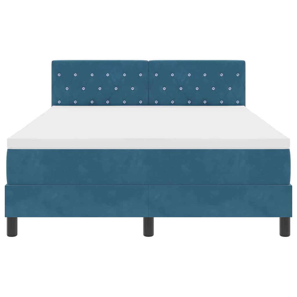 Letto a molle con materasso Blu Scuro 160 x 200 cm Velluto