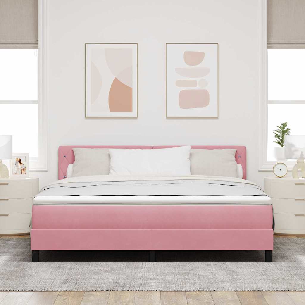 Letto a molle con materasso Rosa 180 x 200 cm Velluto | homemem39
