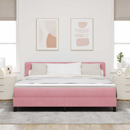 Letto a molle con materasso Rosa 180 x 200 cm Velluto