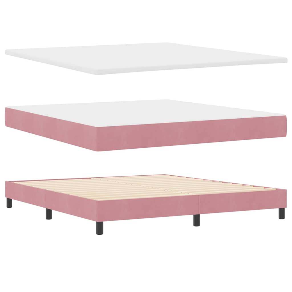 Letto a molle con materasso Rosa 180 x 200 cm Velluto | homemem39