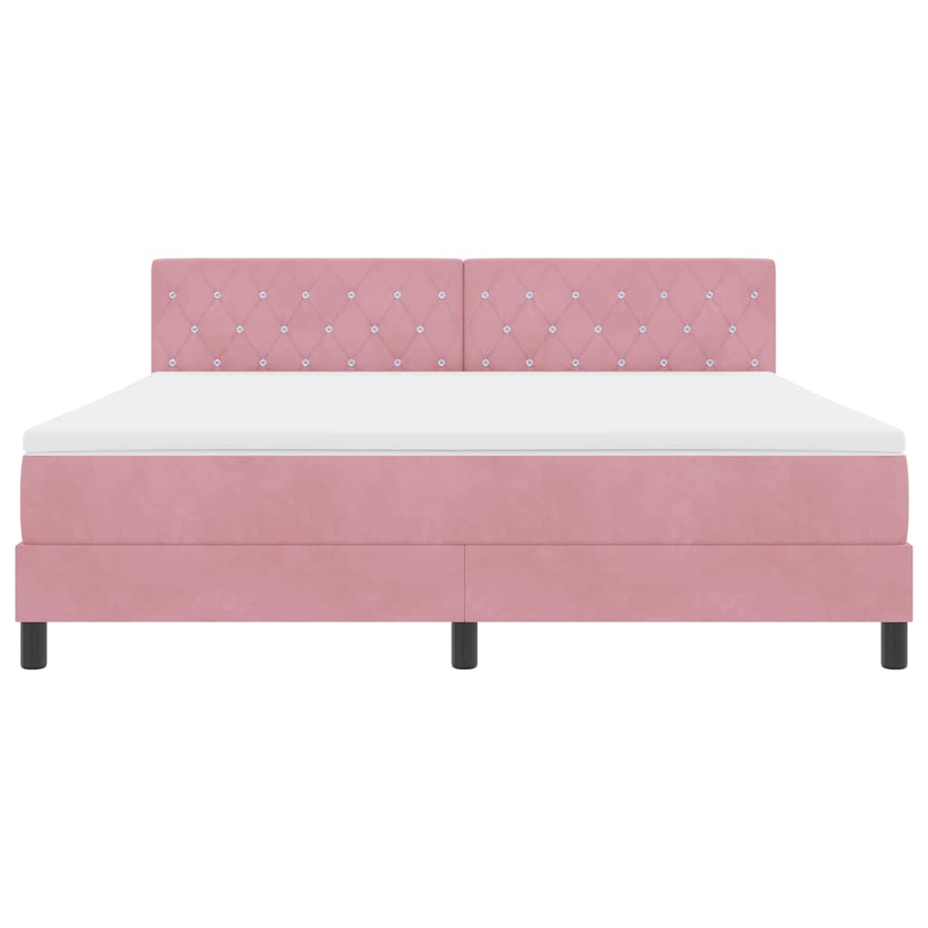 Letto a molle con materasso Rosa 180 x 200 cm Velluto | homemem39