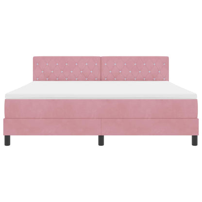 Letto a molle con materasso Rosa 180 x 200 cm Velluto | homemem39
