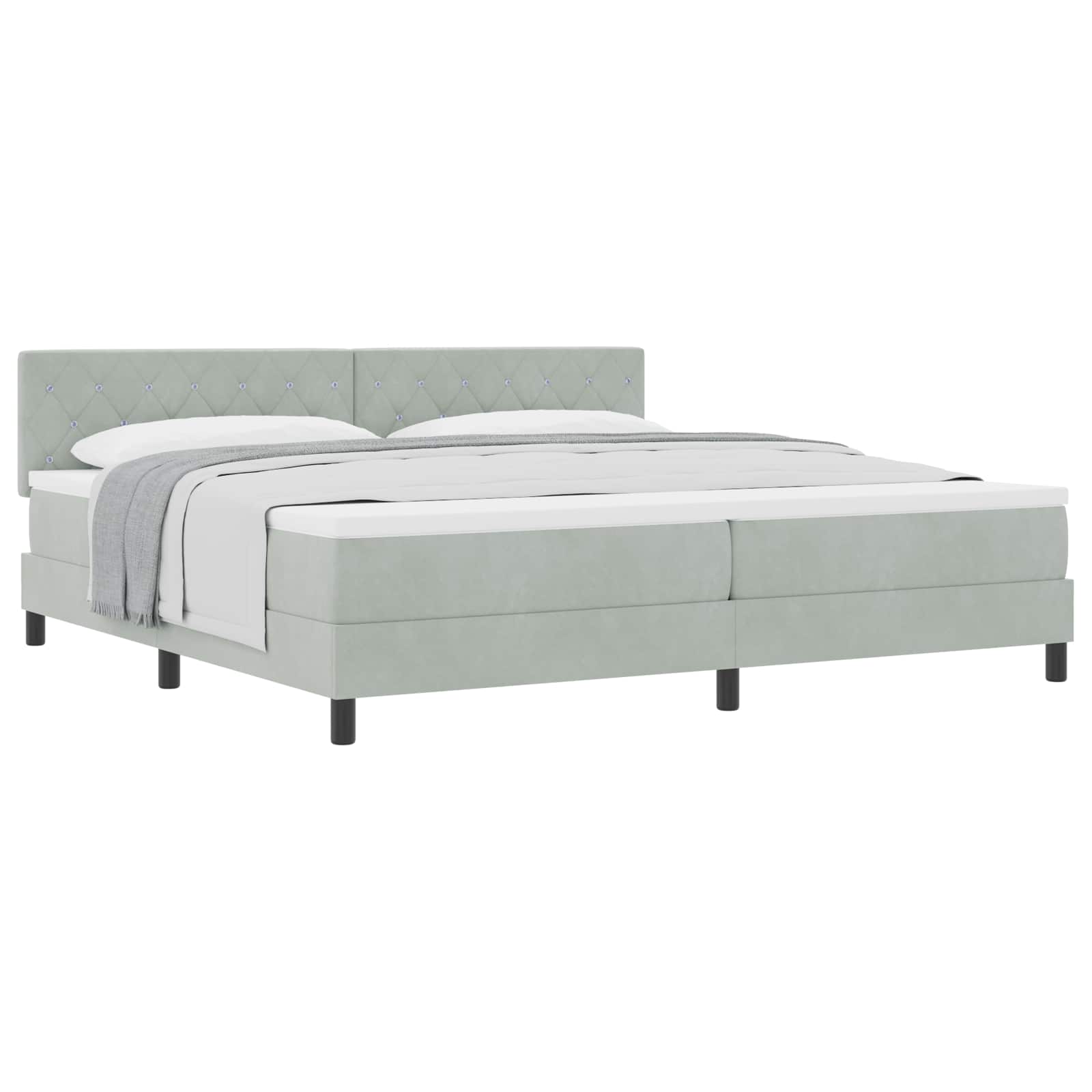 Letto a molle con materasso Grigio chiaro 200 x 200 cm Velluto | homemem39