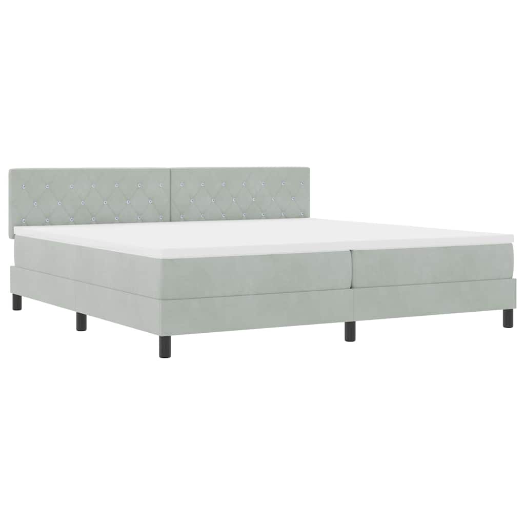 Letto a molle con materasso Grigio chiaro 200 x 200 cm Velluto | homemem39