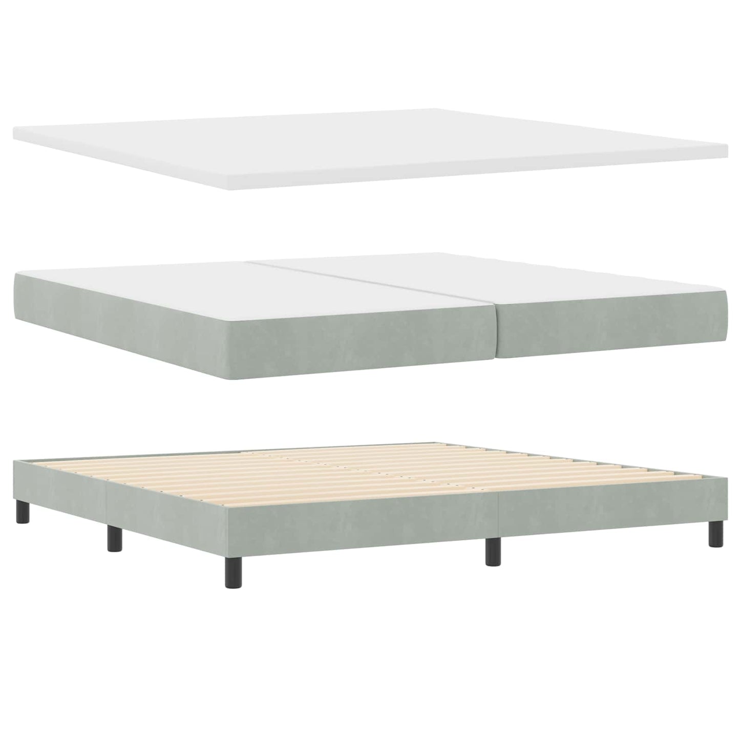 Letto a molle con materasso Grigio chiaro 200 x 200 cm Velluto | homemem39