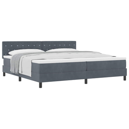 Letto a molle con materasso Grigio scuro 200 x 200 cm Velluto