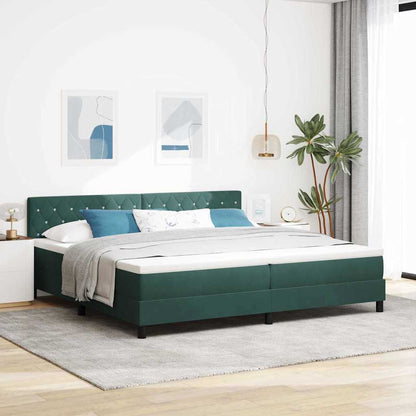 Letto a molle con materasso Verde Scuro 200 x 200 cm Velluto | homemem39
