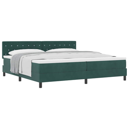 Letto a molle con materasso Verde Scuro 200 x 200 cm Velluto | homemem39