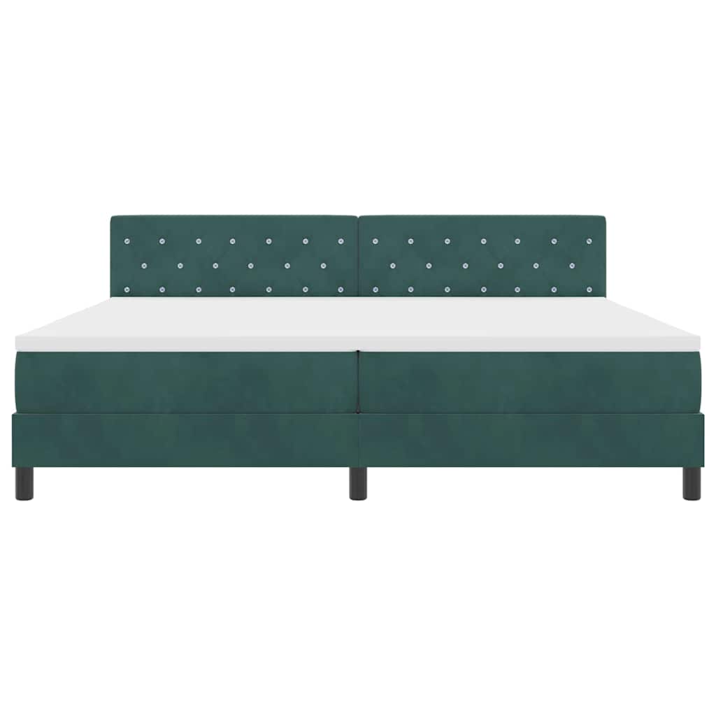 Letto a molle con materasso Verde Scuro 200 x 200 cm Velluto | homemem39