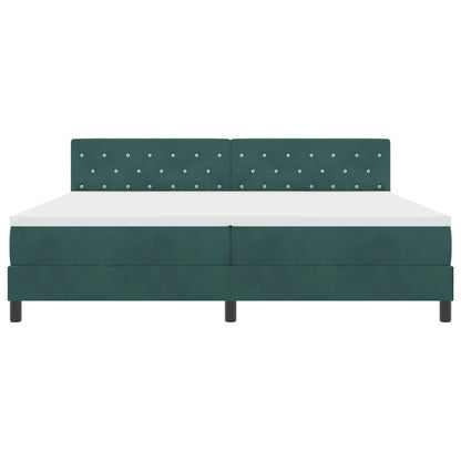 Letto a molle con materasso Verde Scuro 200 x 200 cm Velluto | homemem39