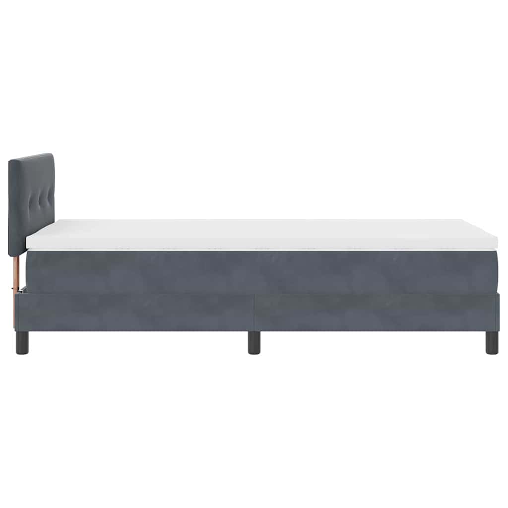 Letto a molle con materasso Grigio scuro 80 x 200 cm Velluto