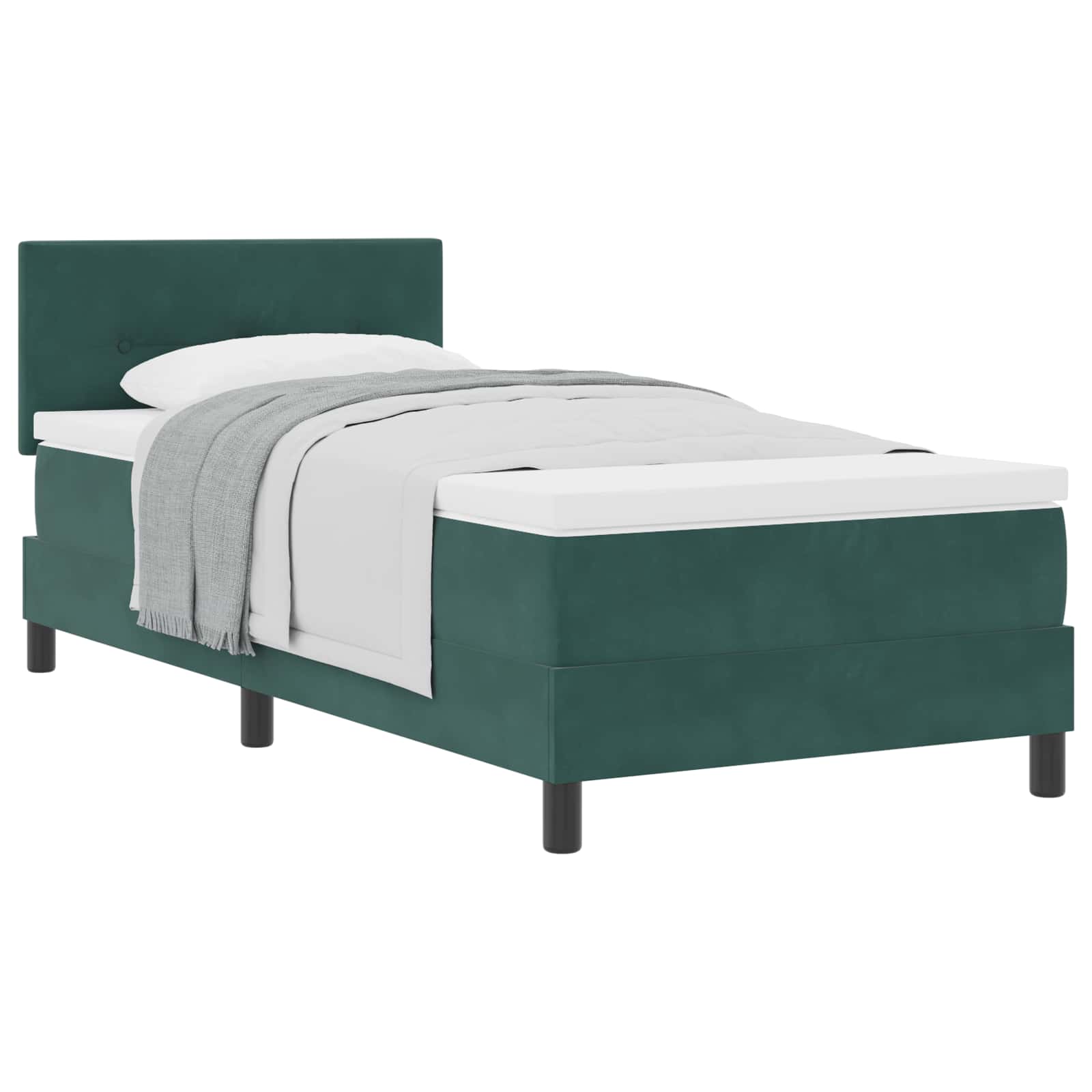 Letto a molle con materasso Verde Scuro 80 x 200 cm Velluto | homemem39
