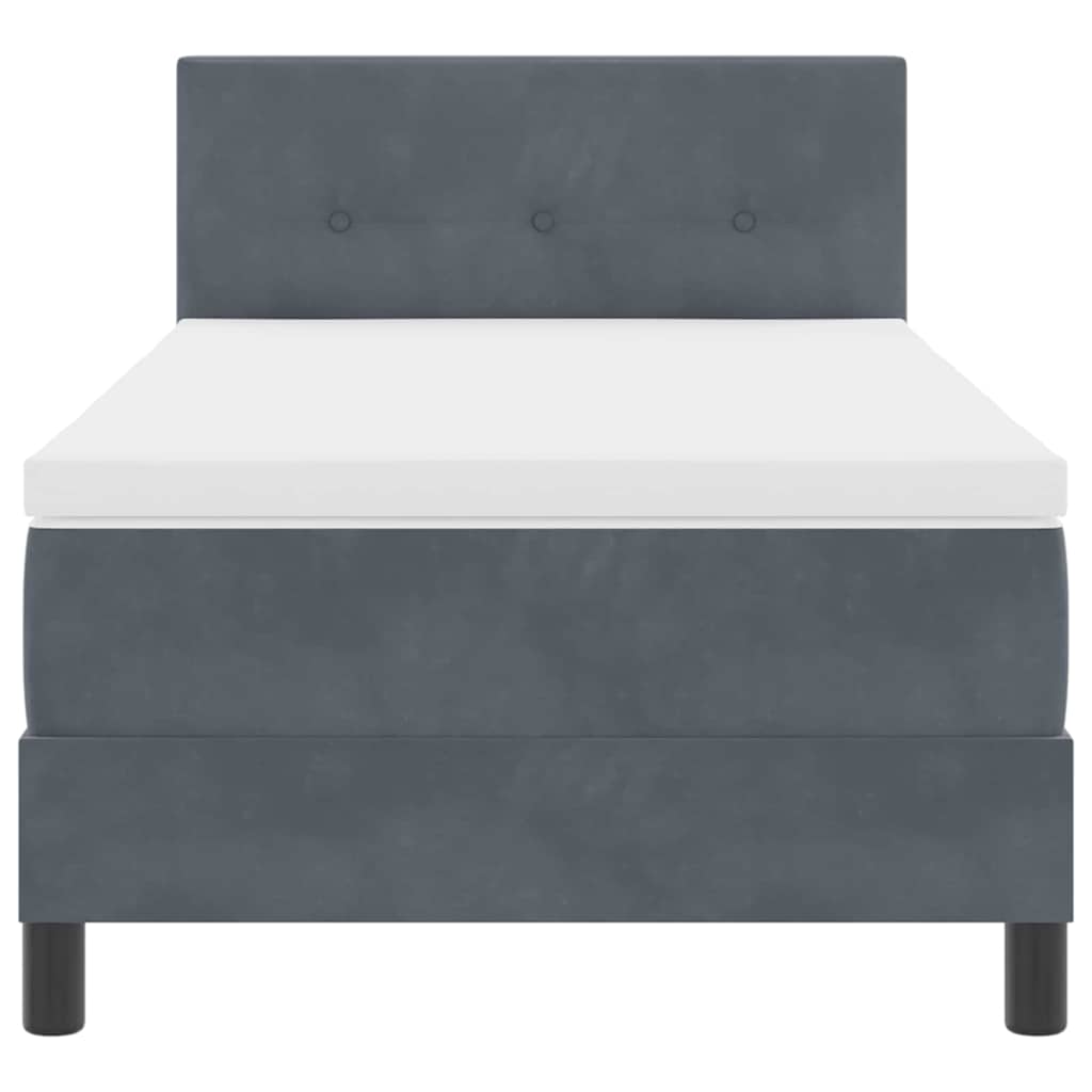 Letto a molle con materasso Grigio scuro 90 x 190 cm Velluto