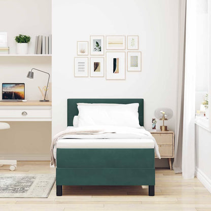 Letto a molle con materasso Verde Scuro 90 x 190 cm Velluto | homemem39