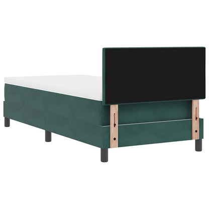 Letto a molle con testiera Verde Scuro 90 x 190 cm Velluto
