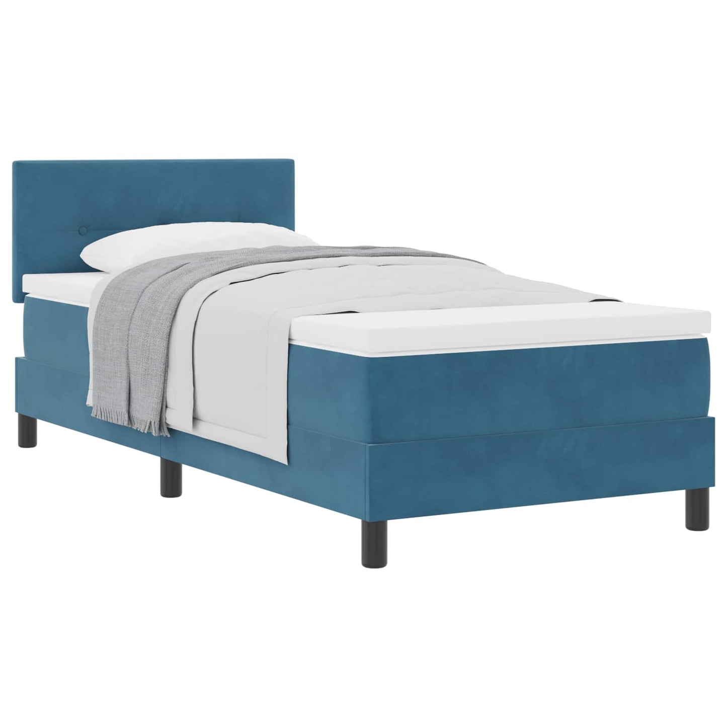 Letto a molle con materasso Blu Scuro 90 x 190 cm Velluto | homemem39